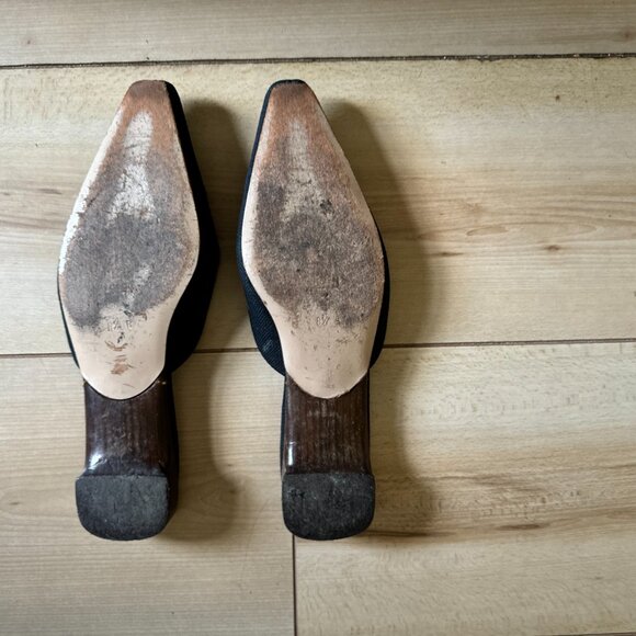 Vintage Gucci Canvas Bow Accents Mules Black - Picture 4 of 5